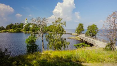 Valaam Adası üzerinde görüntüleyin. Ladoga Gölü kuzeyinde. Karelya Cumhuriyeti. Rusya Federasyonu