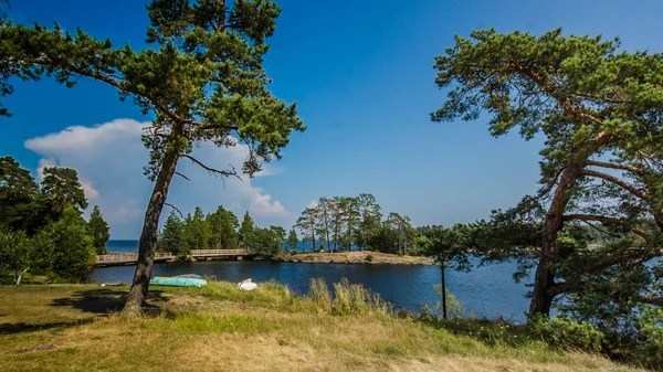 Valaam Adası üzerinde görüntüleyin. Ladoga Gölü kuzeyinde. Karelya Cumhuriyeti. Rusya Federasyonu