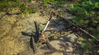 Boş ve terkedilmiş Tren İstasyonu ağaçları ile