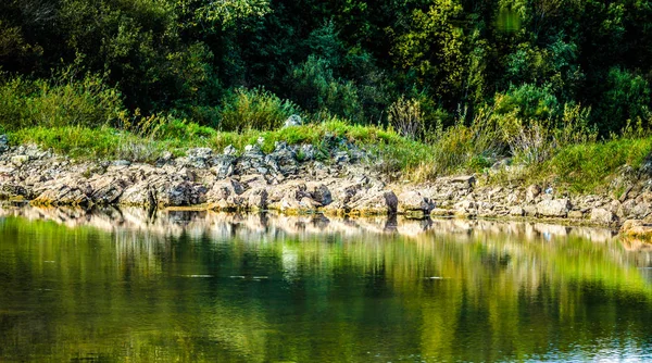 Sandigen Hügeln See Der Sandigen Schlucht Warmen Farben Hintergrund Gelber — Stockfoto