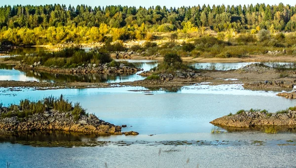 Sandy Heuvels Lake Sandy Canyon Warme Kleuren Achtergrond Gele Zandsteen — Stockfoto