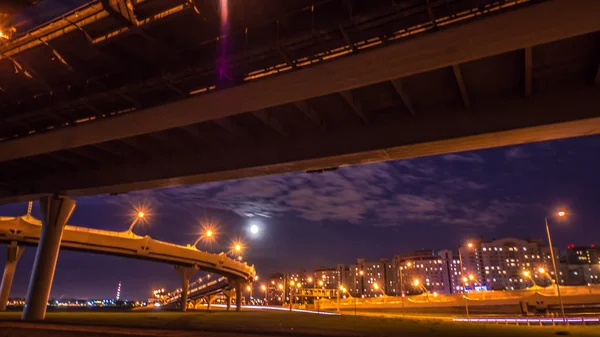 Sint Petersburg Rusland November 2018 Time Lapse Avond Snelweg Westerse — Stockfoto