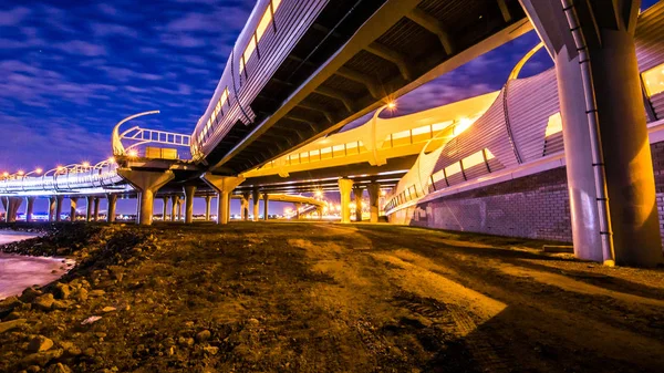 Saint Petersburg Rússia Novembro 2018 Time Lapse Night Highway Western — Fotografia de Stock