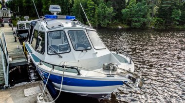 Ada, Valaam, Valaam, 02.08.2018 tekneler. Ladoga gölü kuzeyinde. Karelya Cumhuriyeti. Rusya Federasyonu.