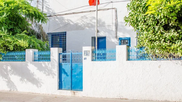 Hammamet Medina Ruas Com Paredes Azuis Tunis Norte África — Fotografia de Stock