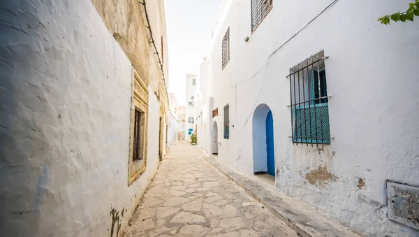 Hammamet Medina Calles Con Paredes Azules Túnez Norte África — Foto de Stock