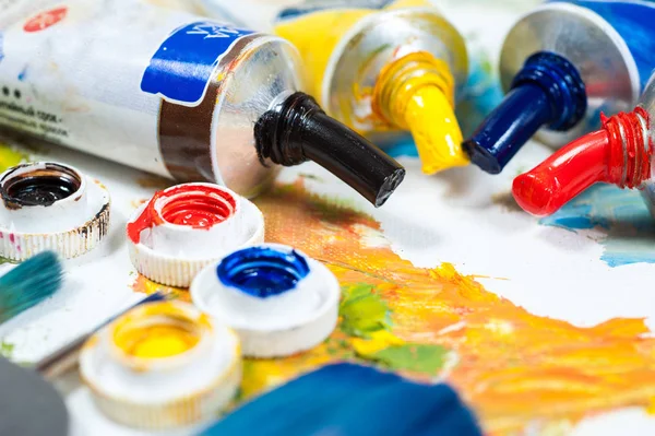 Colourfull oil paints — Stock Photo, Image