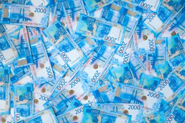 Para Rus banknot para birimi Rublesi arka plan. nominal değeri iki bin. Yeni bilet banka Rusya. Yakın çekim. Zengin kavramı
