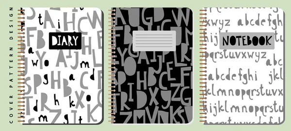 Notebook and diary cover design for print with seamless pattern included. — Stock Vector