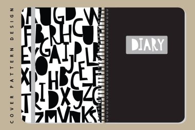 Kapak tasarımı için yazdırma dahil desenle defter ve günlüğü.