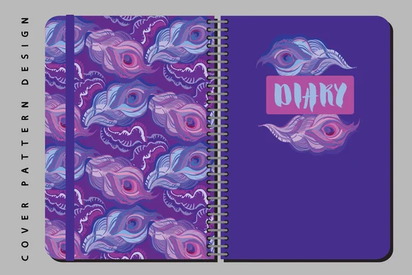 Diseño de portada de cuaderno y diario para impresión con patrón sin costuras incluido . — Archivo Imágenes Vectoriales