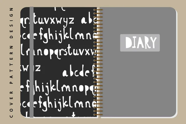 Diseño de portada de cuaderno y diario para impresión con patrón incluido . — Vector de stock