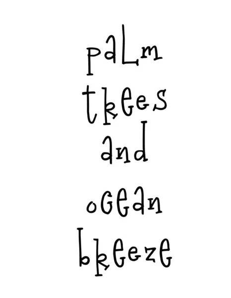 Plakat motywacyjny z napisem cytat palmy i bryza oceanu. — Wektor stockowy