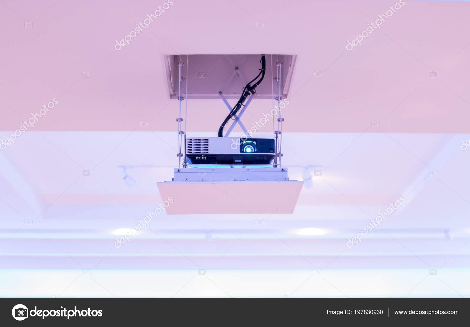 Projector Installed On The Ceiling Of Hotel Conference Room