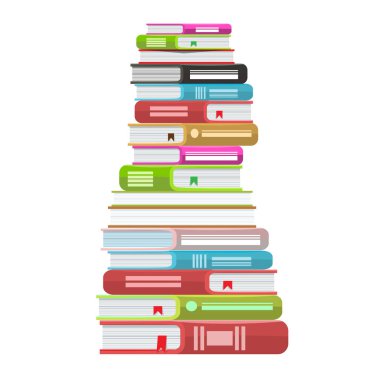 Kitap vektör çizim yığını. Düz renk ve düz stil ile kitap yığını simgesi.
