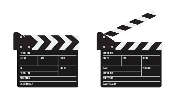 Abierto y cerrado Cine o película clapper. Vector ilustrado . — Archivo Imágenes Vectoriales