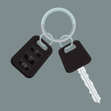 Arabanın anahtarlarını düz ve katı renk tasarımı ile vektör.