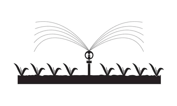 Sprinklers automáticos do vetor Sistema de rega para plantas, fazendas, jardins . — Vetor de Stock