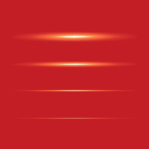 Векторна ілюстрація сонячного світла, світловий ефект на червоному тлі. Тонкі і товсті лінії . — стоковий вектор