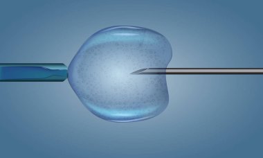 Vitro fertilizasyon enjeksiyon. Suni tohumlama. Bilimsel Tıbbi resimli vektör.