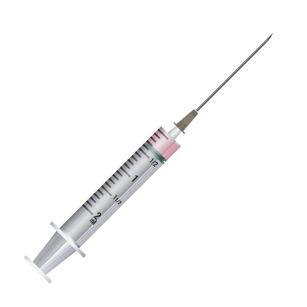 Syringe high detailed 3d vector. Mock up side view. — Stock Vector