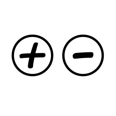 Trendy artı ve eksi simgeleri. Çizgi stili. Web düğmeleri veya app düğmeleri kavramı. Resimli vektör.