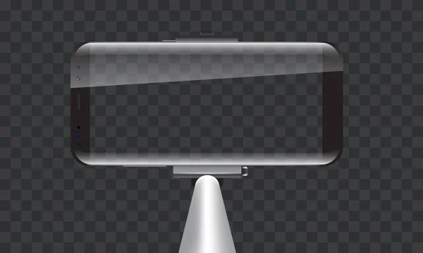 Einbein-Selfie-Stick mit leerem Smartphone-Bildschirm für Ihr Design. — Stockvektor
