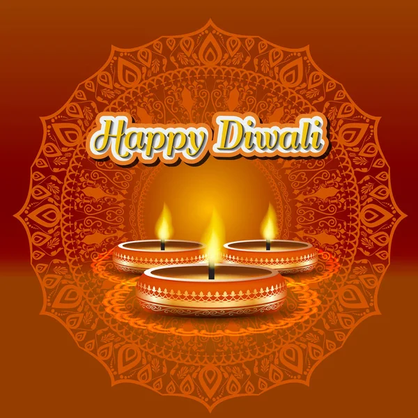 Moderne elegante diwali ontwerp met kaars met gouden sierlijke. Trendy Diwali achtergrondontwerp. Vectorillustratie. — Stockvector