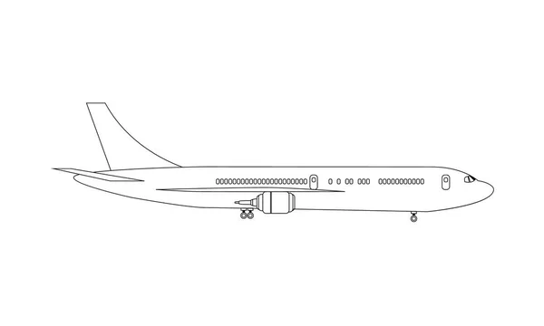 Avion tracé avec des lignes à haute vue latérale détaillée mock up. Vecteur illustré . — Image vectorielle