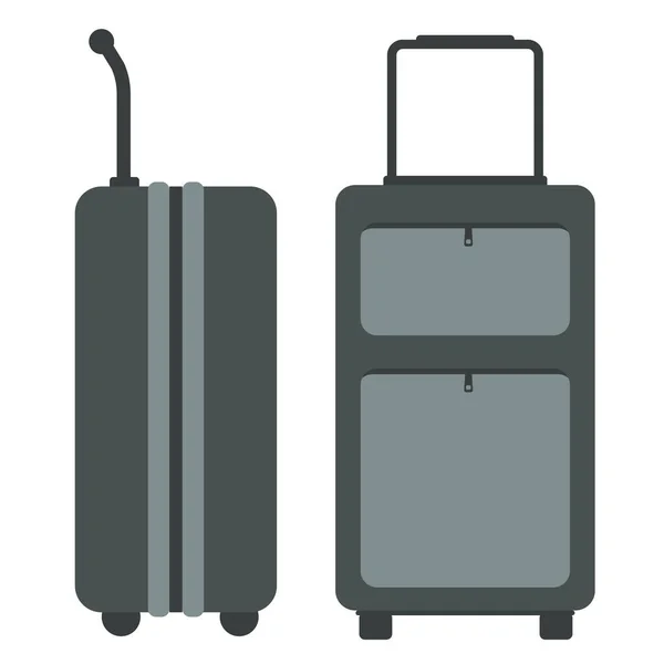 Resväskor med sidan och framifrån. Platt färg stil. Vektorillustration. — Stock vektor