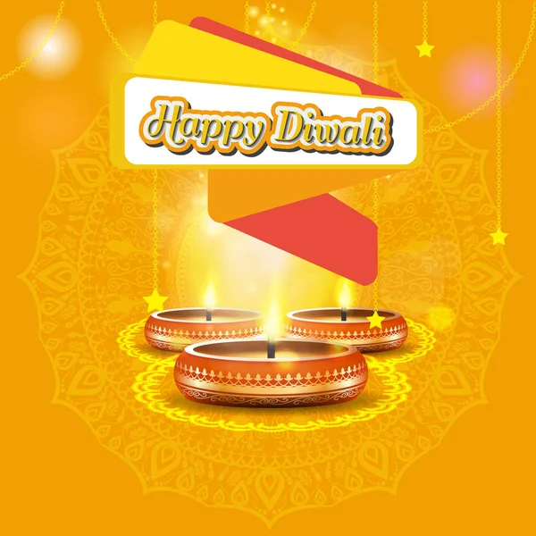 Modernes elegantes Diwali-Design mit Kerze mit goldenem Ornat. trendiges Diwali-Hintergrunddesign. Vektorillustration. — Stockvektor