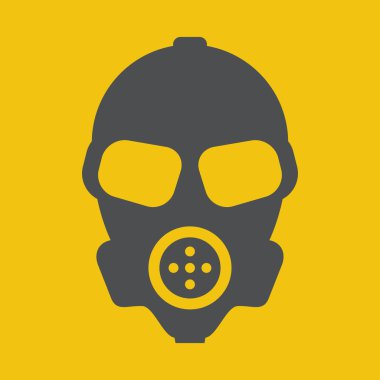 Vektör gaz maskesi ile düz ve katı renk stili.