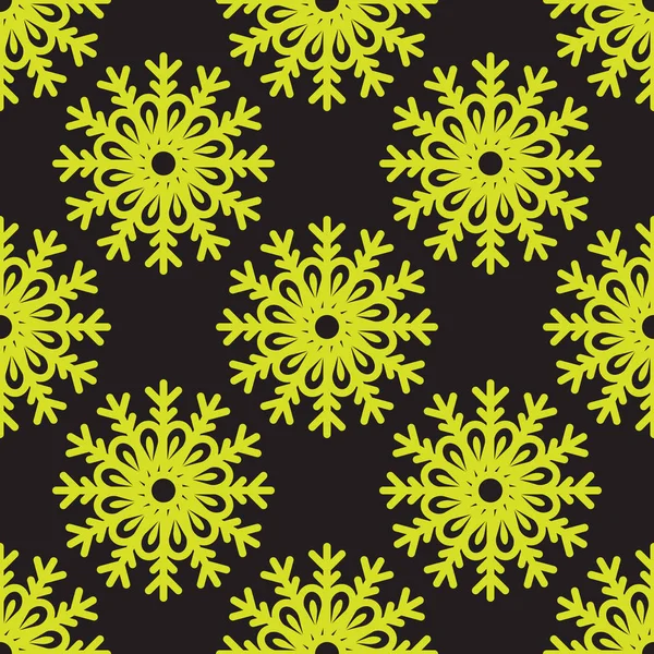 Vector Cute snowflakes seamless pattern on black background. — Stock Vector