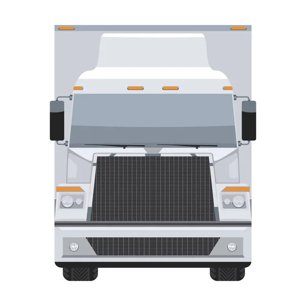 Long vehicle trailer truck with flat and solid color design front view. Illustrated vector. — Stock Vector