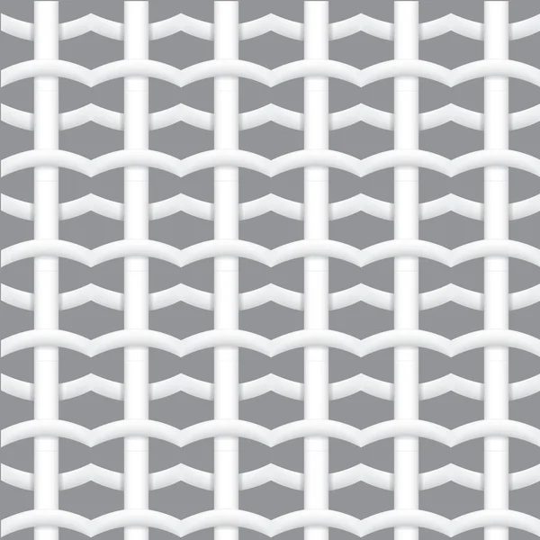 Realistic Woven fiber seamless pattern with shadows. White geometric seamless pattern. Abstract background. Vector illustration — Stock Vector