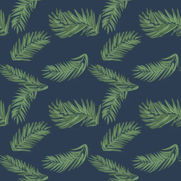 Palmiye yaprağı Dikişsiz desen arka plan. Beach Dikişsiz desen duvar kağıdı ve palmiye ağaçlarının tropikal yaprak. Vektör çizim. — Stok Vektör