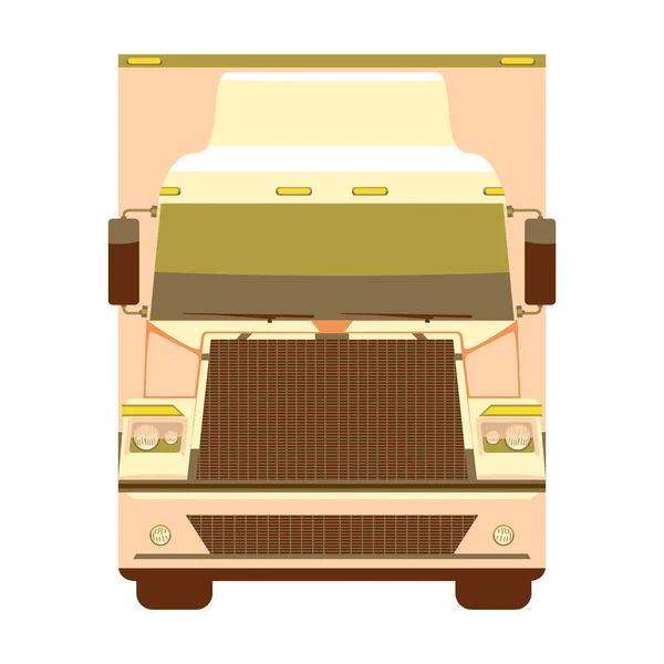 Lang voertuig aanhangwagen truck met plat en effen kleur design vooraanzicht. Geïllustreerde vector. — Stockvector