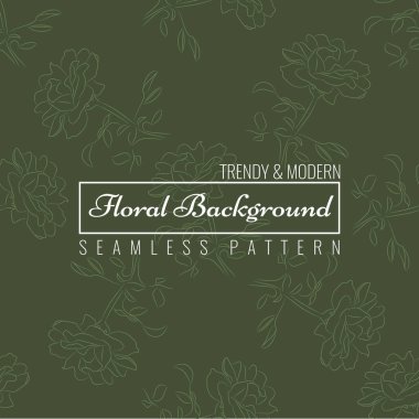 Kroki tarzı çizgi sanat tasarımı ile Seamless modeli yükseldi. Çiçek doku arka plan vektör çizim.