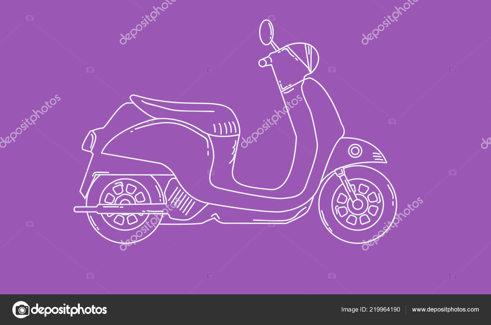 Scooter Avec Style De Croquis Retro Moto Vintage Vector