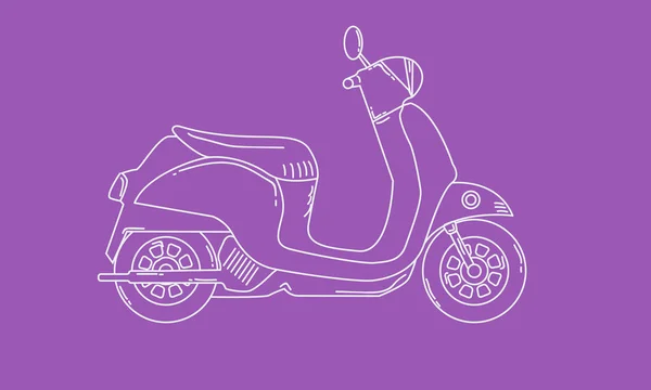 Scooter avec le style de croquis. Moto vintage rétro. Illustration vectorielle dessinée main . — Image vectorielle