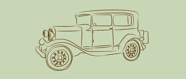 スケッチまたはライン アートのデザインのクラシックカー。手描きベクトル図. — ストックベクタ