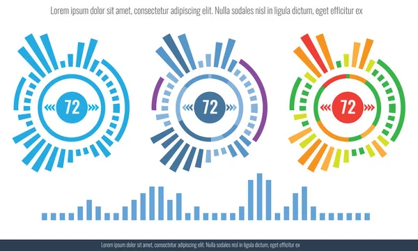 Intelligens technológia hud felület halmaza. Hálózati menedzsment adatok képernyő-val különböző táblázat és ábra. Illusztrált vektor. — Stock Vector