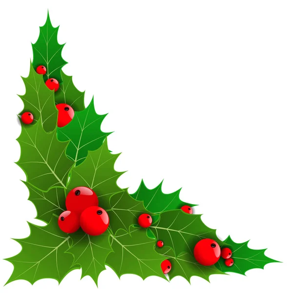 Coin décoratif ou avec des baies de houx de Noël pour vos frontières. Illustration vectorielle . — Image vectorielle