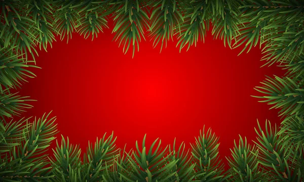 Χειμώνας διακοπές φόντο με έλατο φύλλο περίγραμμα. Απομονωμένη χριστουγεννιάτικο καρέ με κλαδιά δέντρων. Εικονογράφηση διάνυσμα. — Διανυσματικό Αρχείο