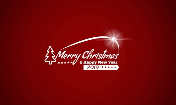 Kavisli kemer hattı ve tipografi tasarım logo için Vintage Merry Christmas dekoratif etiket. Köknar ağaçları sanat tarzı. Vektör çizim — Stok Vektör