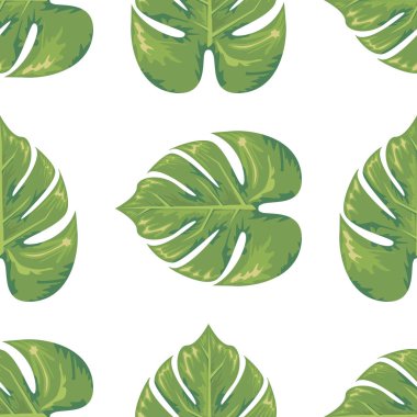 Egzotik yaprak suluboya tarzı ile sorunsuz. Trendy düz renk stil vektör çizim.