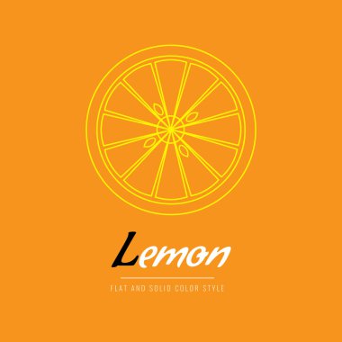 Dilimlenmiş limon simgesi. Çizgi resim veya anahat tarzı sağlıklı gıda logo kavramı. Vektör çizim