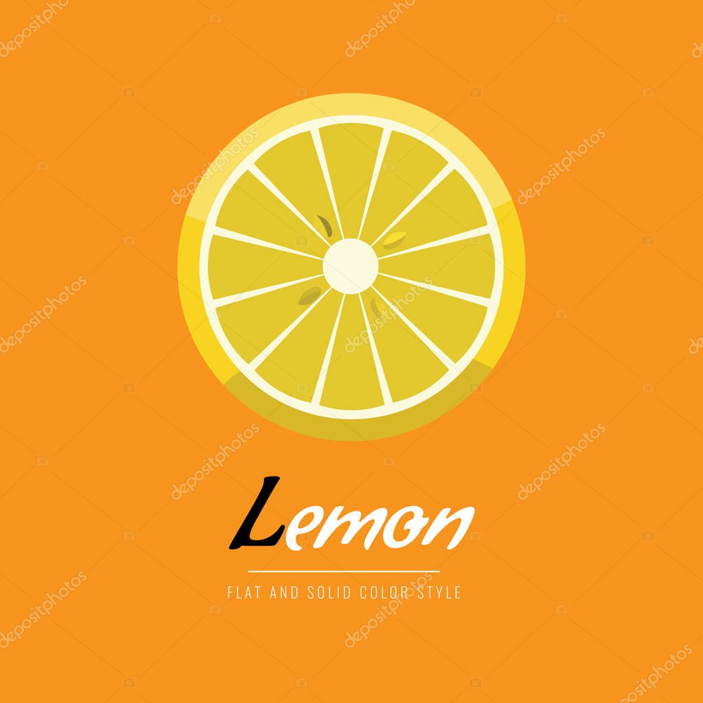 Sliced lemon icon. Healthy food logo concept. Flat and solid color style vector illustration