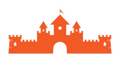 Otantik Castle kulesi logo ya da simge tasarımı sembolü. Vektör illüstrasyonu.
