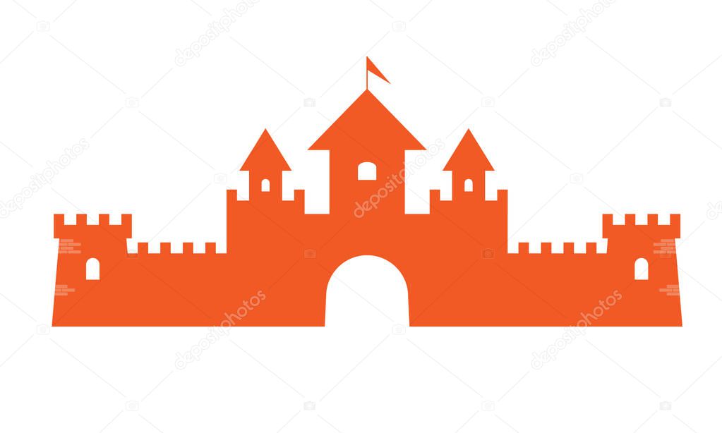 Authentic Castle tower symbol for logo or icon design. Flat and solid color style vector illustration.